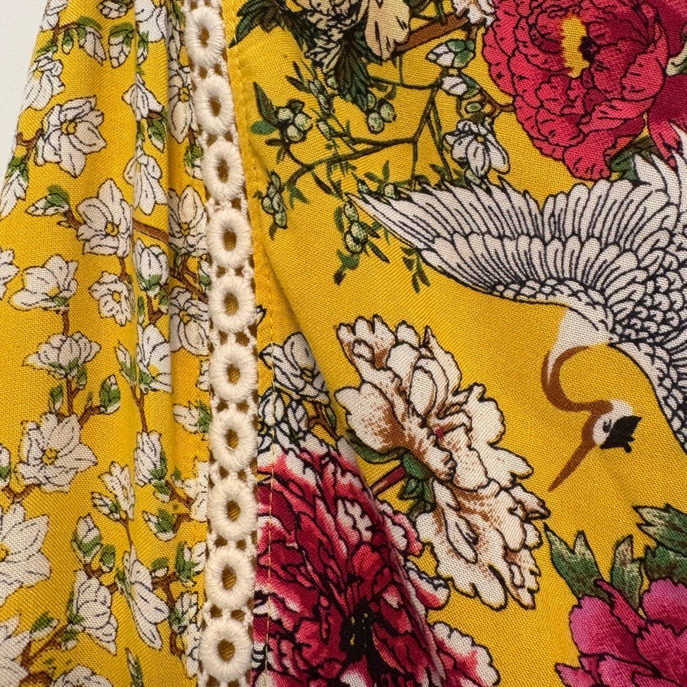 Anthropologie maxi dress Farm Rio size L yellow floral Cantonal maxi sold out - Picture 5 of 16